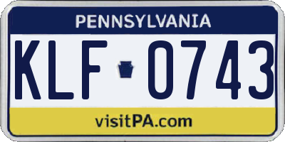 PA license plate KLF0743