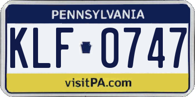 PA license plate KLF0747