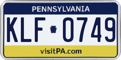 PA license plate KLF0749