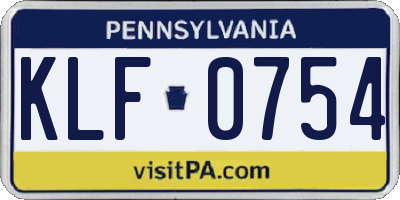 PA license plate KLF0754