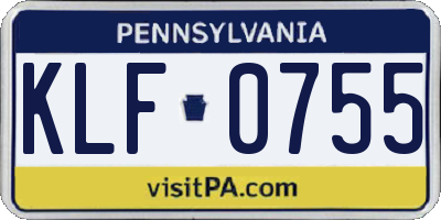 PA license plate KLF0755