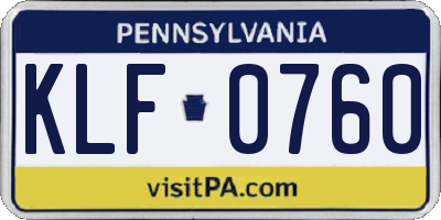 PA license plate KLF0760