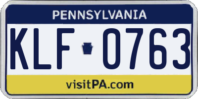 PA license plate KLF0763