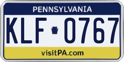 PA license plate KLF0767
