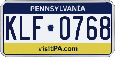 PA license plate KLF0768