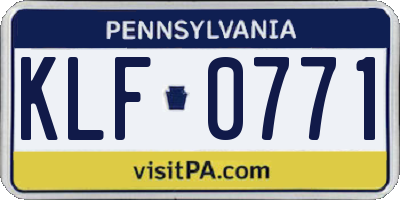 PA license plate KLF0771