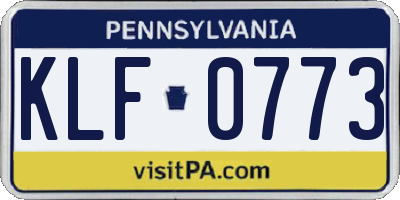 PA license plate KLF0773