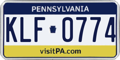 PA license plate KLF0774