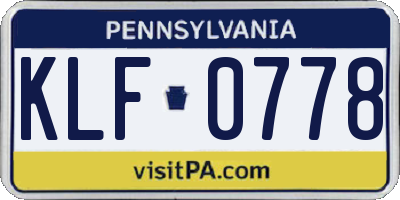 PA license plate KLF0778