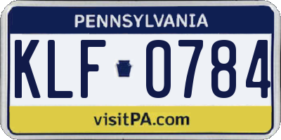 PA license plate KLF0784