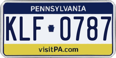 PA license plate KLF0787