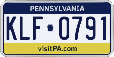 PA license plate KLF0791