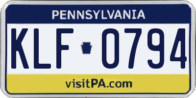 PA license plate KLF0794