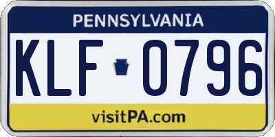 PA license plate KLF0796