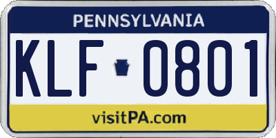 PA license plate KLF0801