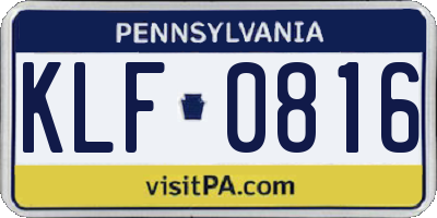 PA license plate KLF0816