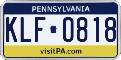 PA license plate KLF0818