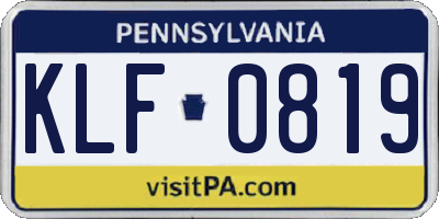 PA license plate KLF0819