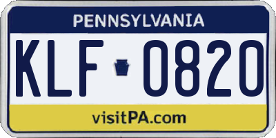 PA license plate KLF0820