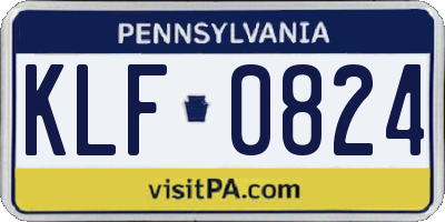 PA license plate KLF0824
