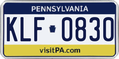 PA license plate KLF0830