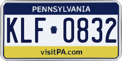 PA license plate KLF0832