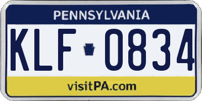 PA license plate KLF0834