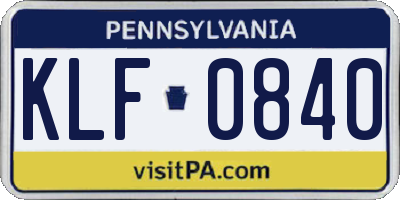 PA license plate KLF0840