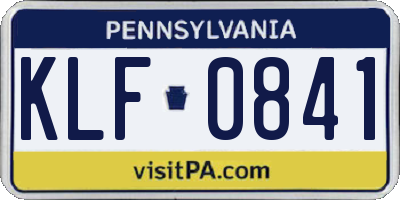 PA license plate KLF0841
