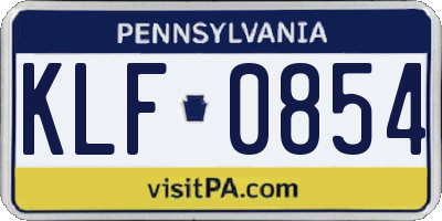 PA license plate KLF0854