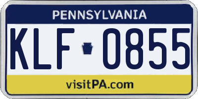PA license plate KLF0855