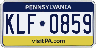 PA license plate KLF0859