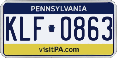 PA license plate KLF0863