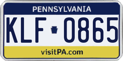 PA license plate KLF0865