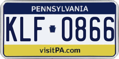 PA license plate KLF0866