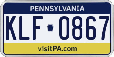 PA license plate KLF0867