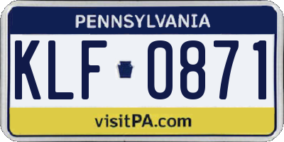 PA license plate KLF0871