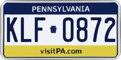 PA license plate KLF0872