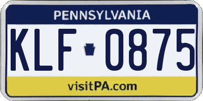 PA license plate KLF0875