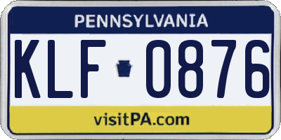 PA license plate KLF0876