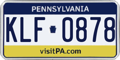 PA license plate KLF0878