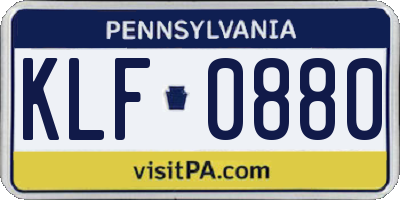 PA license plate KLF0880