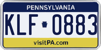 PA license plate KLF0883