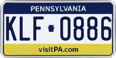PA license plate KLF0886