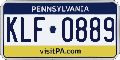 PA license plate KLF0889