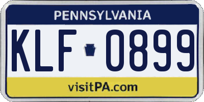 PA license plate KLF0899