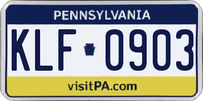 PA license plate KLF0903