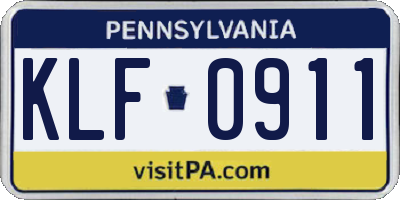 PA license plate KLF0911