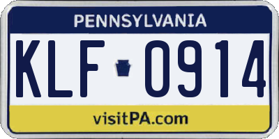 PA license plate KLF0914
