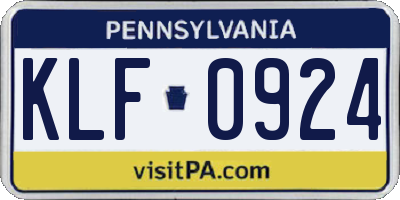 PA license plate KLF0924